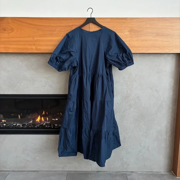 NWT ENGLISH FACTORY SHORT PUFF SLEEVE MIDI DRESS, SIZE 1X - Picture 12 of 16